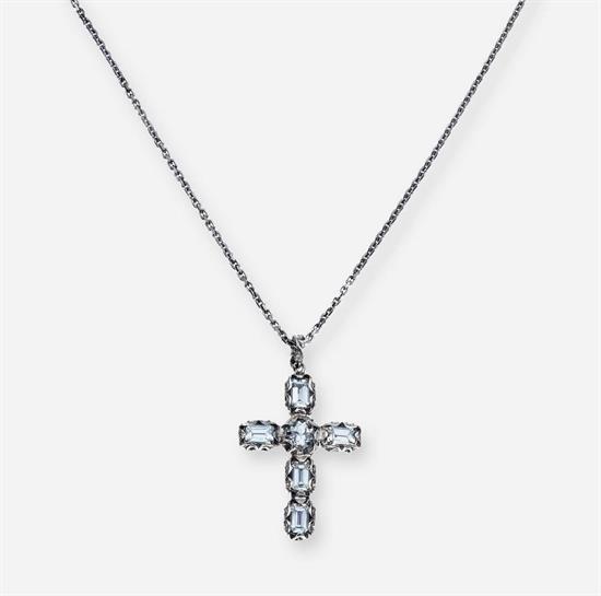 MARIA E LUISA COLLANA CROSS SHINE TOPAZIO AZZURRO