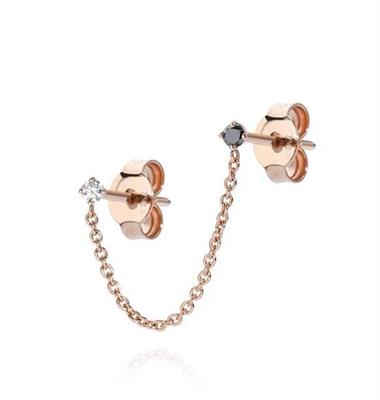 BURATO ORECCHINO TWIN SOLITAIRE BLACK AND WHITE