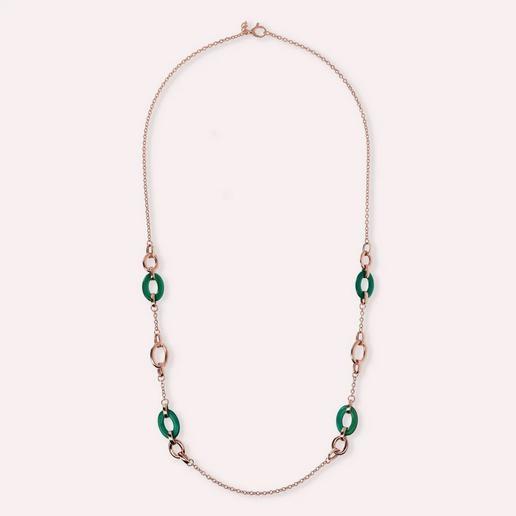 COLLANA LUNGA MAGLIE OVALI E AGATA