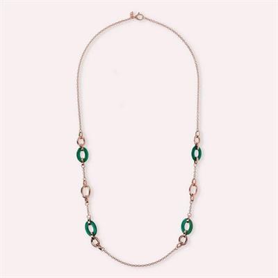 COLLANA LUNGA MAGLIE OVALI E AGATA