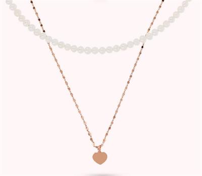 COLLANA MULTIFILO CATENA E PERLE