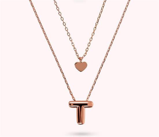 COLLANA MULTIFILO PENDENTE LETTERA T