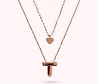 COLLANA MULTIFILO PENDENTE LETTERA T