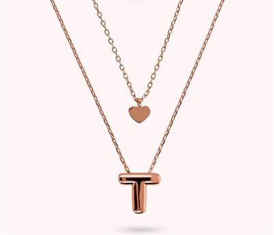 COLLANA MULTIFILO PENDENTE LETTERA T