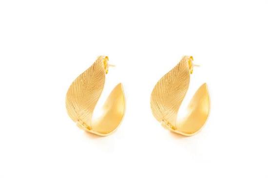 ORECCHINI LEAVES HOOP MEDIUM